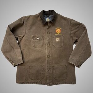 VINTAGE Carhartt Detroit Jacket Mens XLT Brown Coat Full Zip Blanket Lined